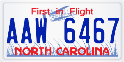 NC license plate AAW6467