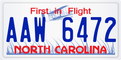 NC license plate AAW6472