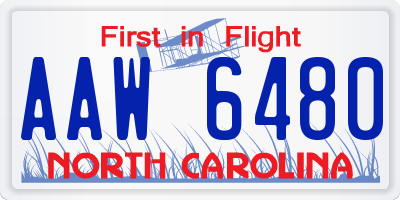 NC license plate AAW6480