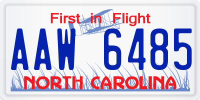 NC license plate AAW6485
