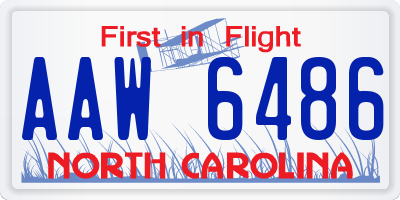 NC license plate AAW6486