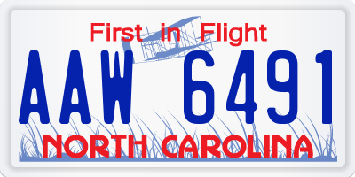 NC license plate AAW6491