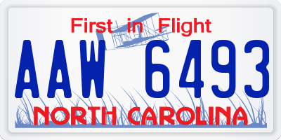 NC license plate AAW6493