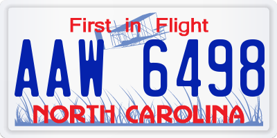 NC license plate AAW6498