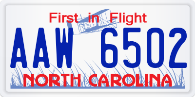 NC license plate AAW6502