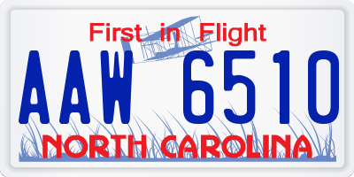 NC license plate AAW6510