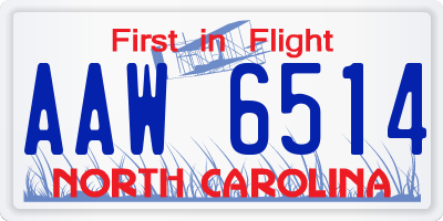 NC license plate AAW6514