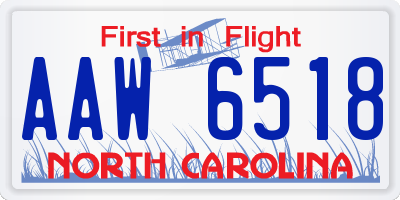 NC license plate AAW6518