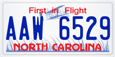 NC license plate AAW6529