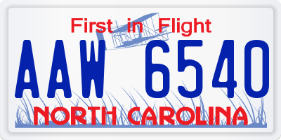 NC license plate AAW6540