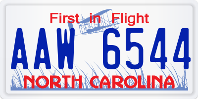 NC license plate AAW6544