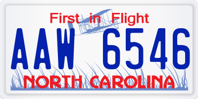 NC license plate AAW6546