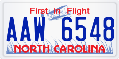 NC license plate AAW6548