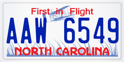 NC license plate AAW6549