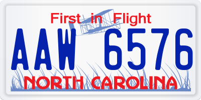 NC license plate AAW6576