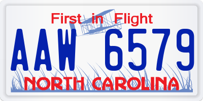 NC license plate AAW6579