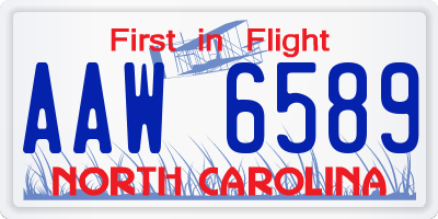 NC license plate AAW6589