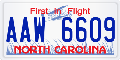 NC license plate AAW6609