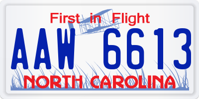 NC license plate AAW6613