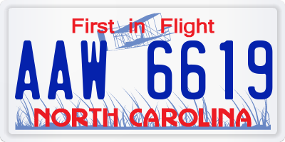 NC license plate AAW6619