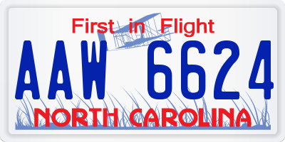 NC license plate AAW6624