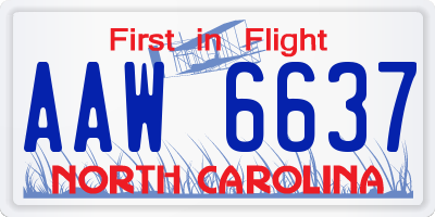 NC license plate AAW6637