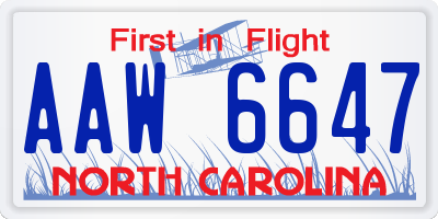 NC license plate AAW6647