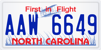 NC license plate AAW6649