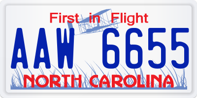 NC license plate AAW6655