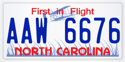 NC license plate AAW6676