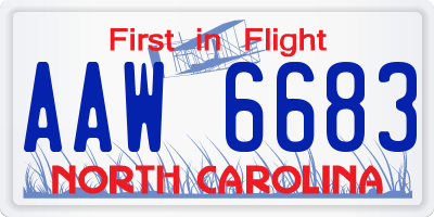 NC license plate AAW6683