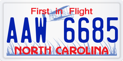 NC license plate AAW6685