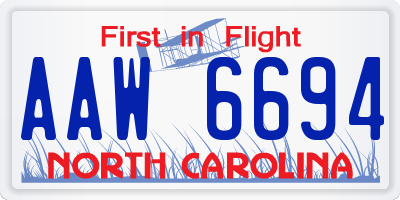 NC license plate AAW6694