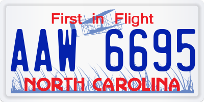 NC license plate AAW6695