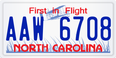 NC license plate AAW6708
