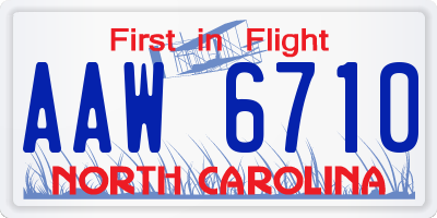 NC license plate AAW6710