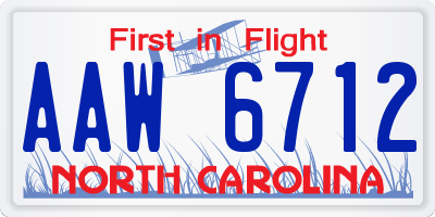 NC license plate AAW6712