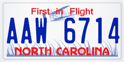 NC license plate AAW6714