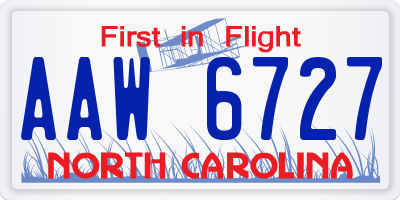 NC license plate AAW6727