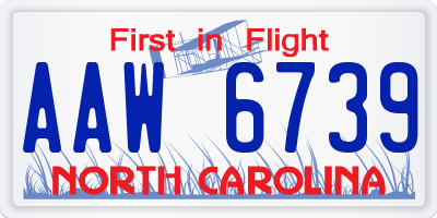NC license plate AAW6739