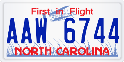 NC license plate AAW6744