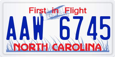 NC license plate AAW6745