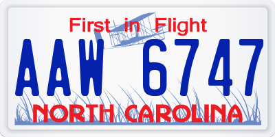 NC license plate AAW6747