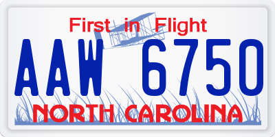 NC license plate AAW6750