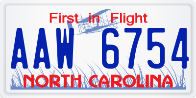 NC license plate AAW6754