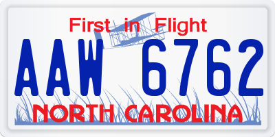 NC license plate AAW6762