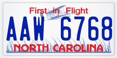 NC license plate AAW6768