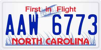 NC license plate AAW6773