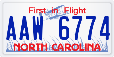 NC license plate AAW6774