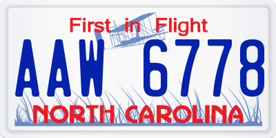 NC license plate AAW6778